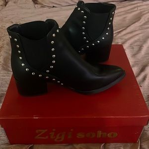 Black studded ankle boots